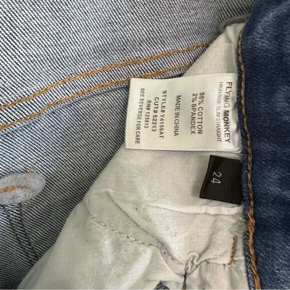 Flying monkey high rise slim straight distressed cuffed denim jeans - Picture 7 of 7